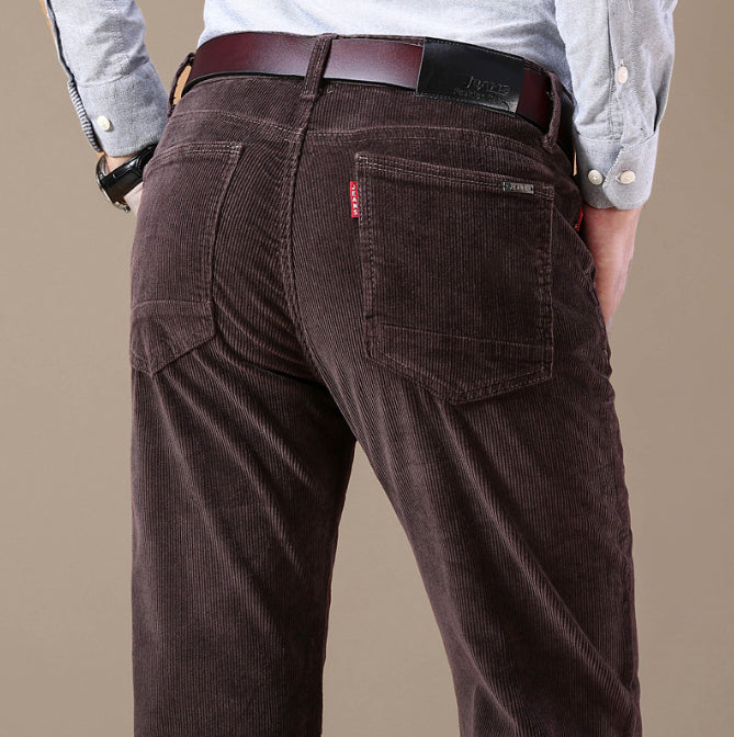 Explosive Style Straight Slim Stretch Casual Trousers Middle-Aged Plus Size Pants Business Wild Men's Corduroy Pants Trend - cas7m