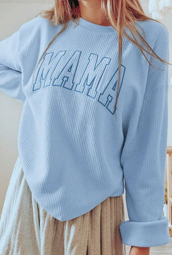 Women Loose Fit Embroidered Print Sweatshirt Top - cas7m