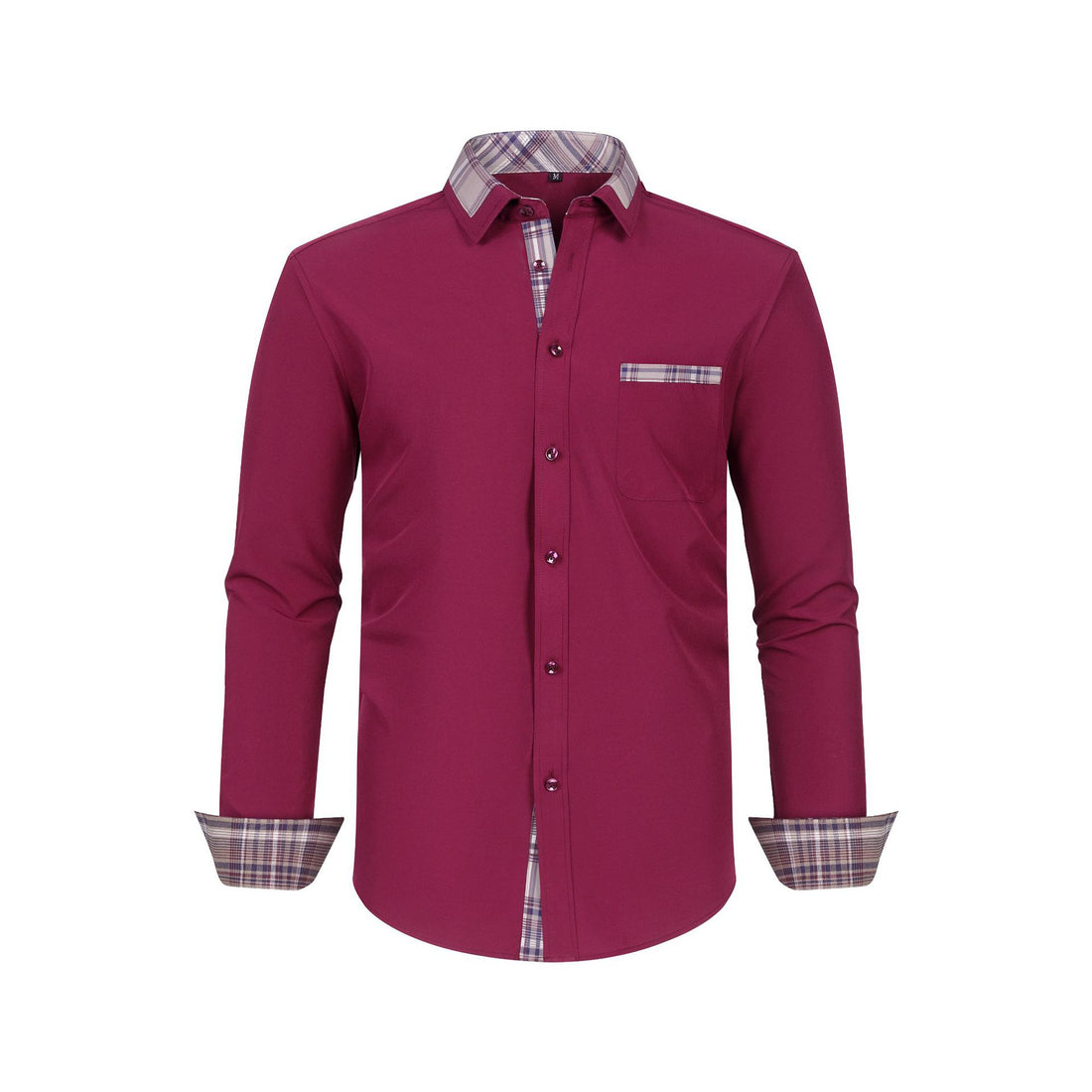 Large Size Patchwork Flower Collar Long Sleeved Men - cas7m