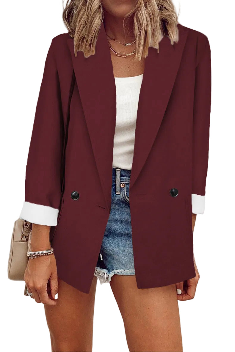 Elegant Women's Double-Breasted Blazer – Stylish, Comfy, Versatile - cas7m