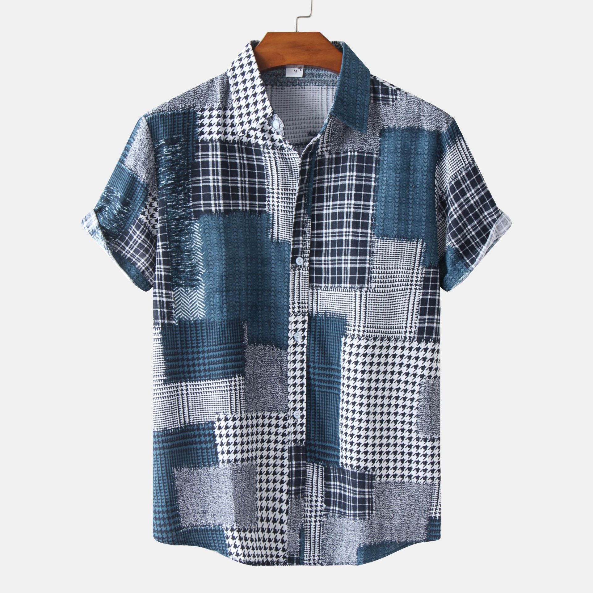 Casual Men's Cotton And Linen Short Sleeve Shirt Hawaiian Short Sleeve Printed Shirt Men - cas7m