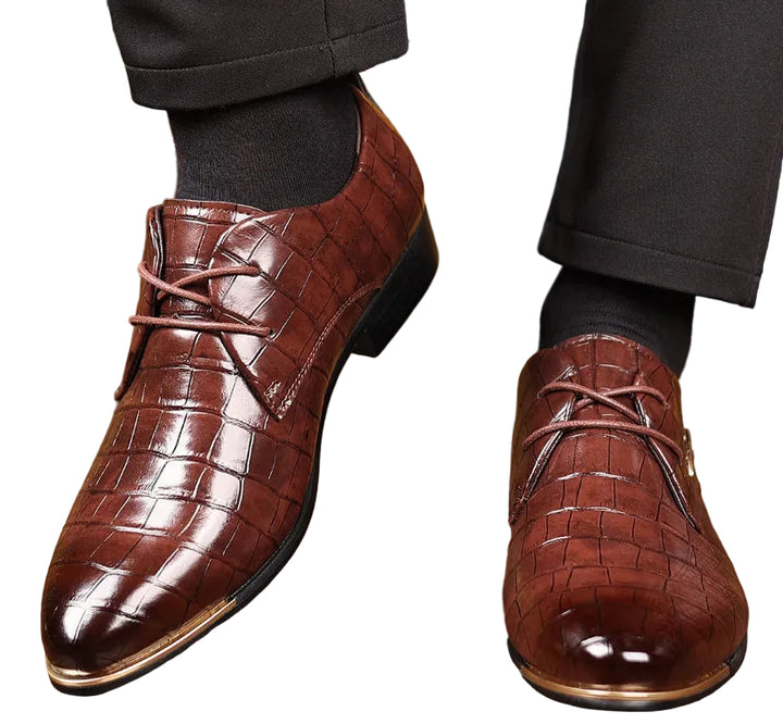 Men's Plus Size Leather Dress Shoes: Elegant Pointed Toe Design - cas7m