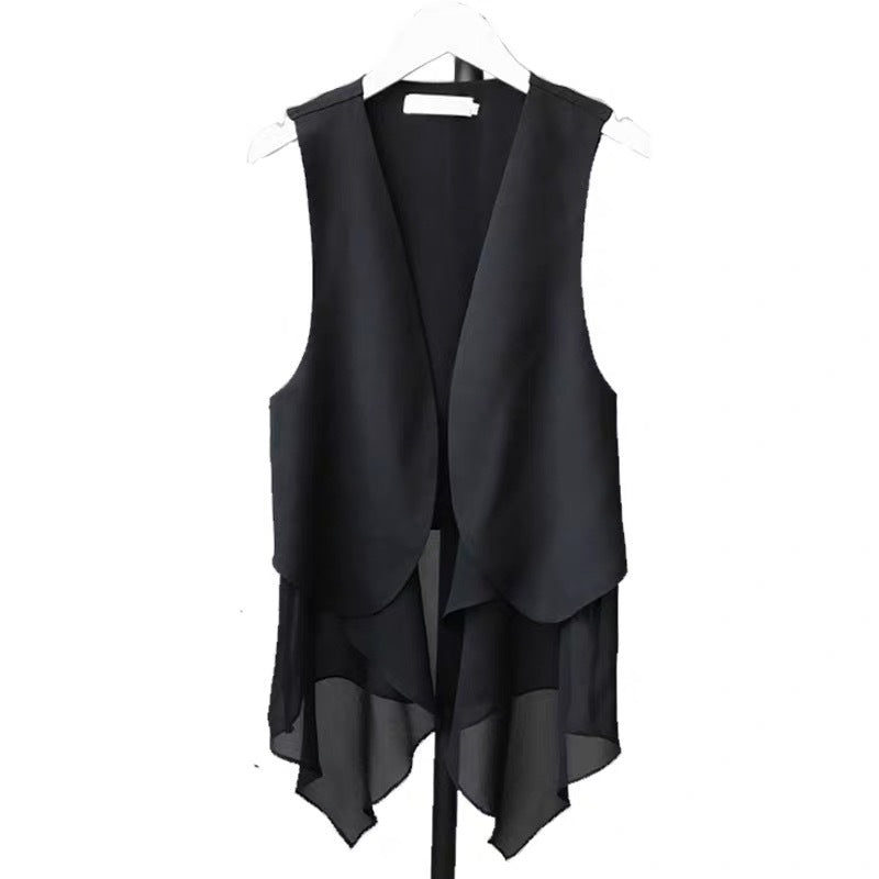 Korean-style Sleeveless Irregular Chiffon Vest Womens - cas7m