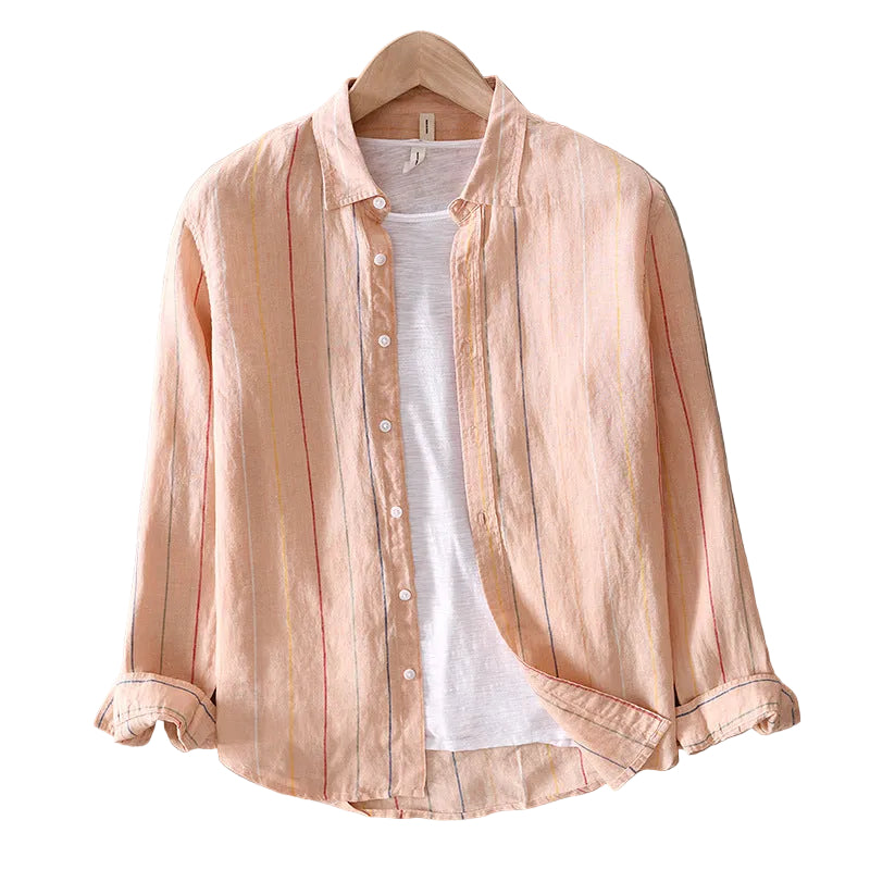 Casual Men's Striped Long Sleeve Shirt - cas7m