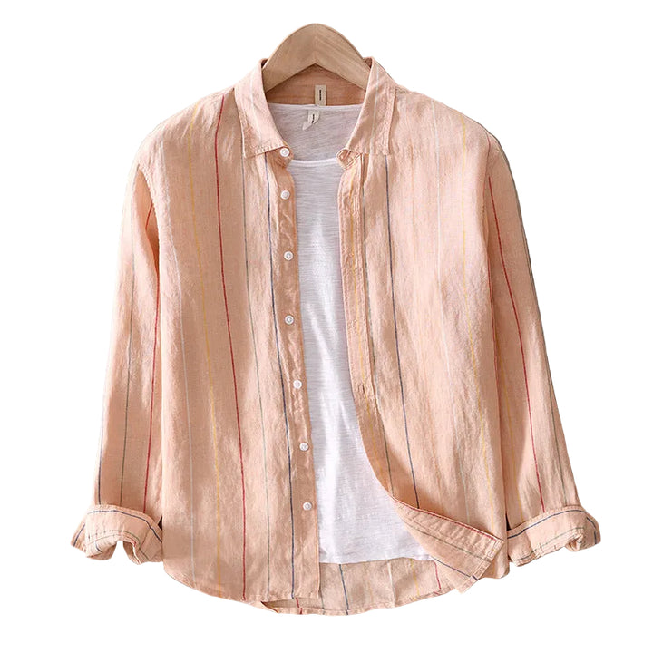 Casual Men's Striped Long Sleeve Shirt - cas7m