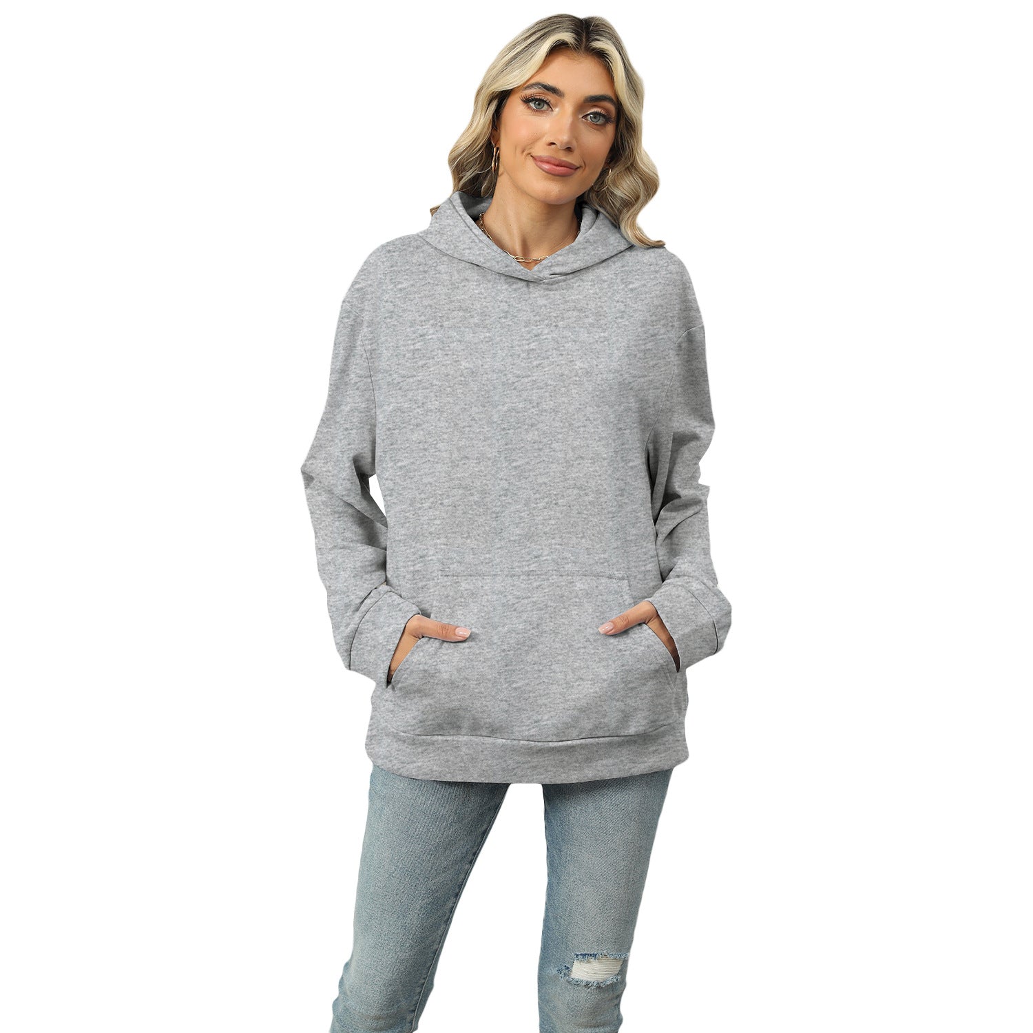 Casual Hooded Pocket Sweatshirt Women - cas7m