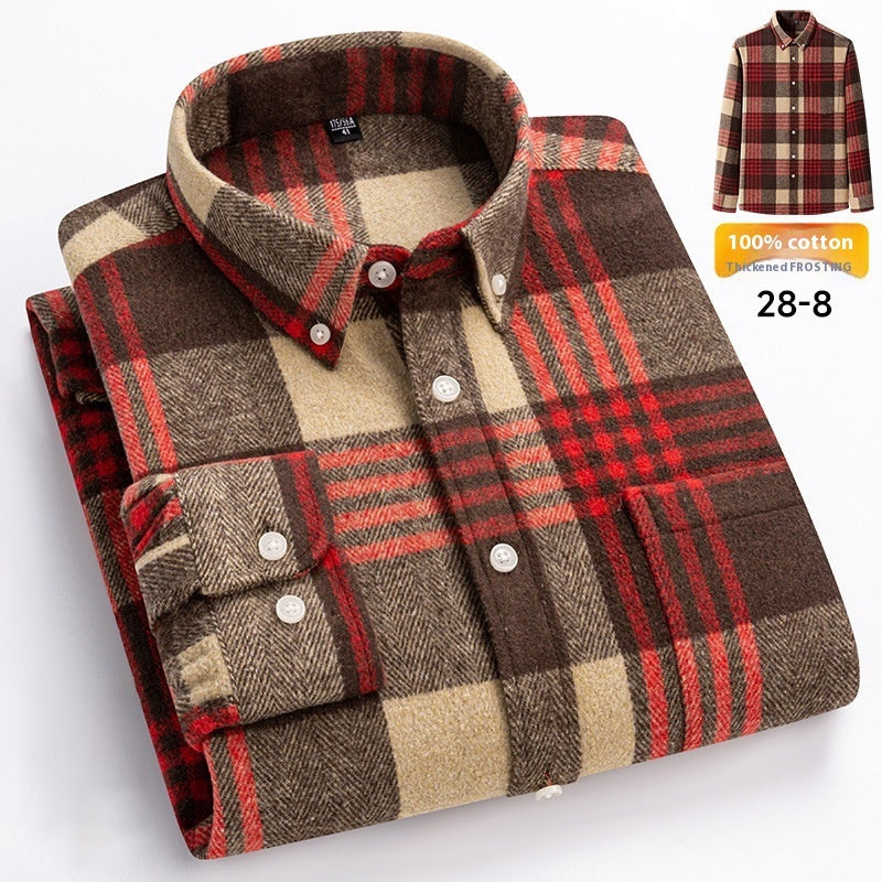 Retro Plaid Long Sleeve Casual Men's Clothing Shirt - cas7m