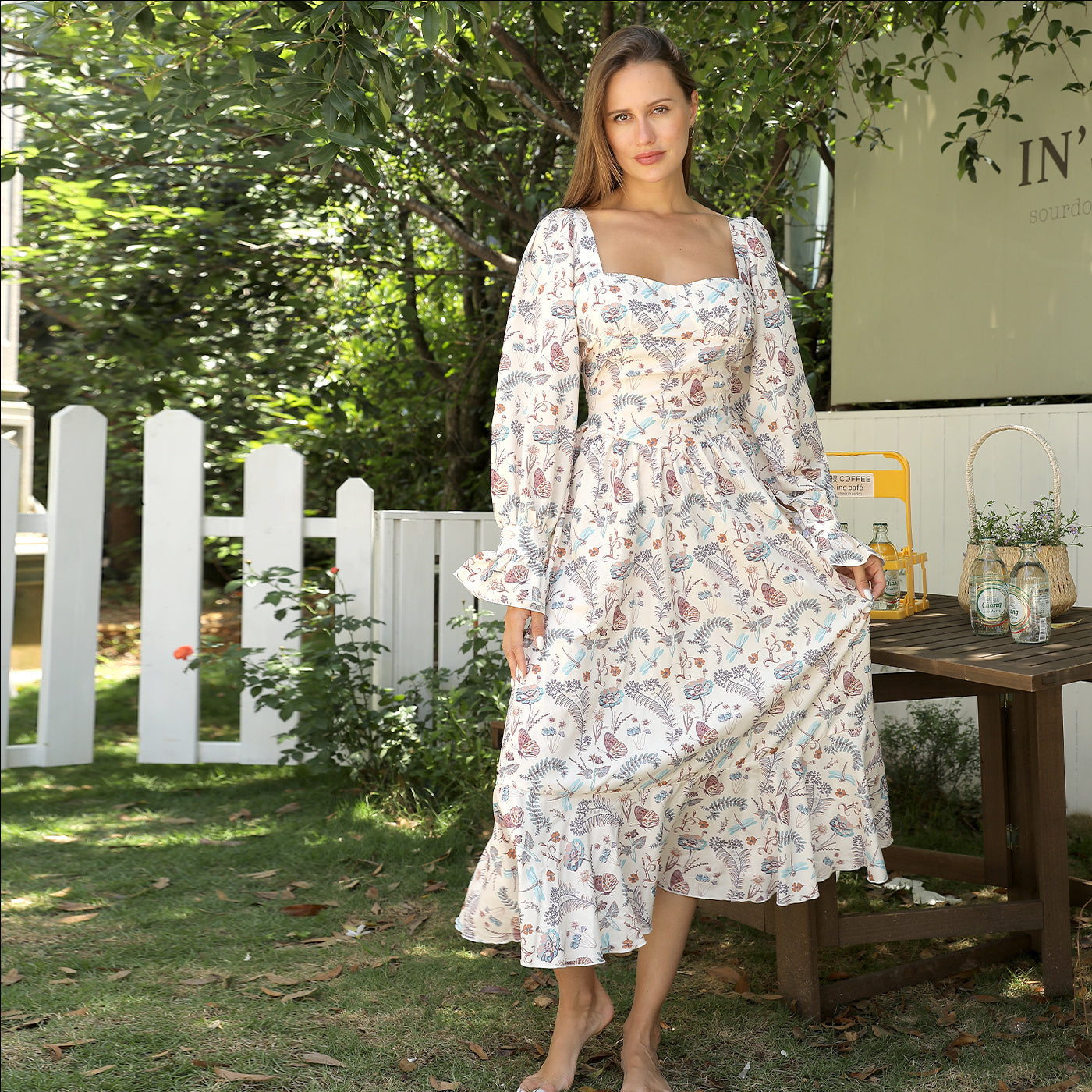 Chic Square Neck Printed Dress
