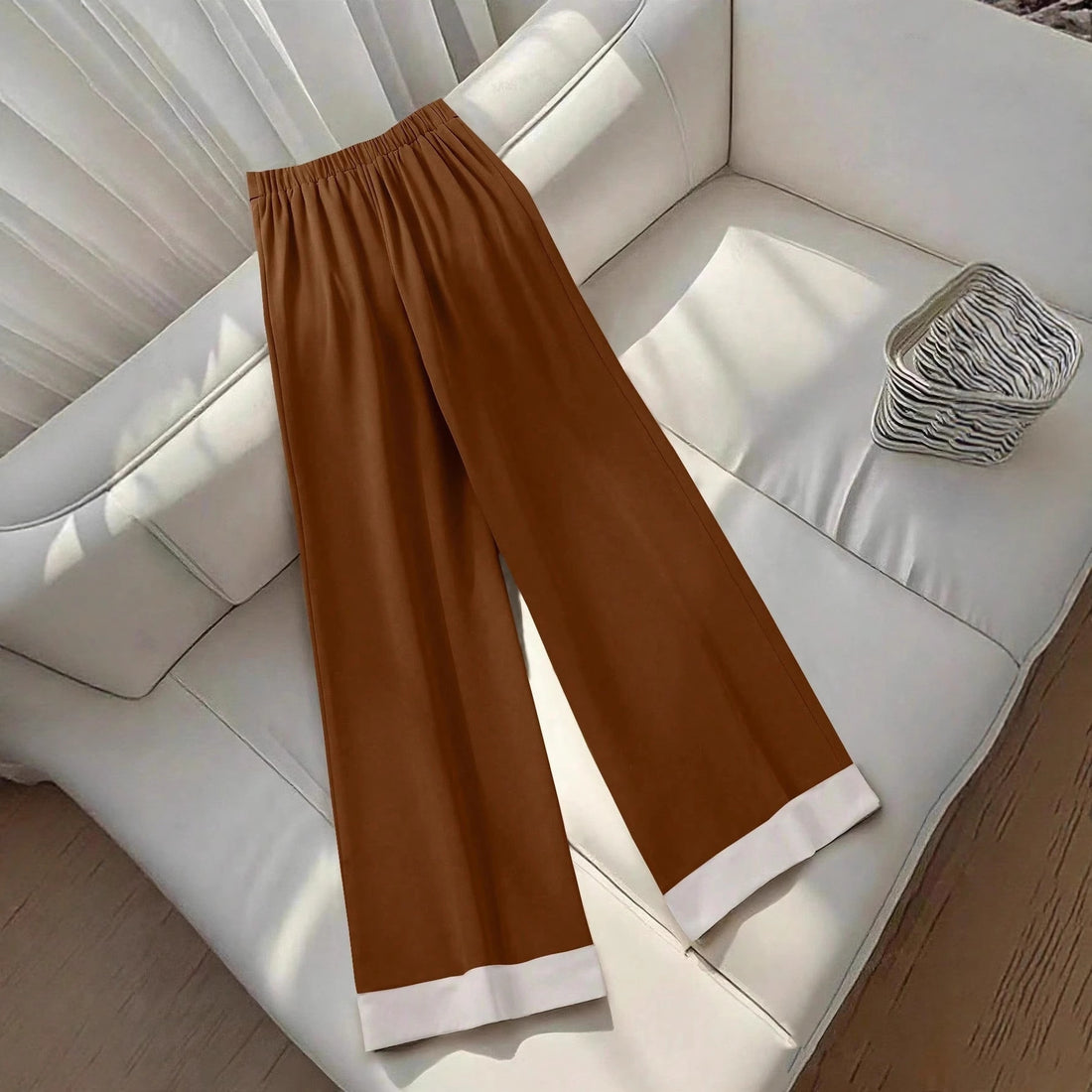 Retro Khaki Design Women's Autumn Casual Pants - cas7m