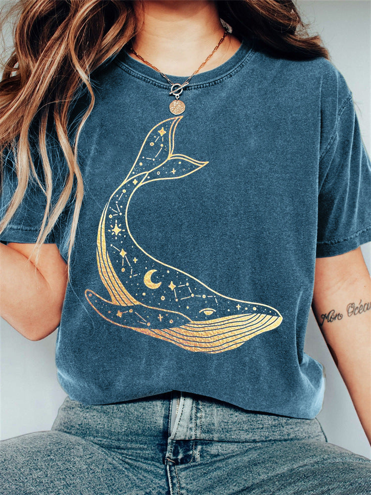 Women's Letter Casual Loose Short Sleeves Blouse - cas7m
