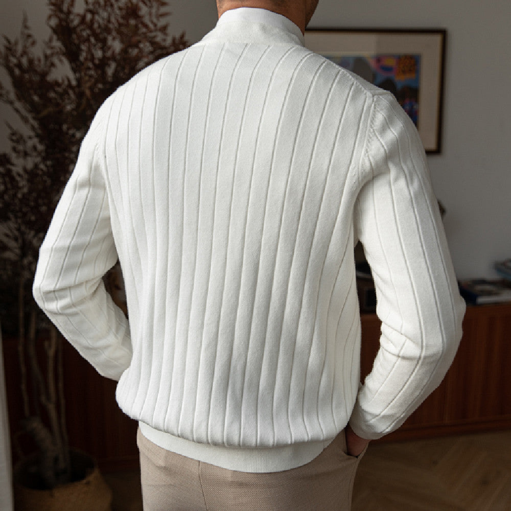 Men's Knitted Long Sleeved Sweater - cas7m