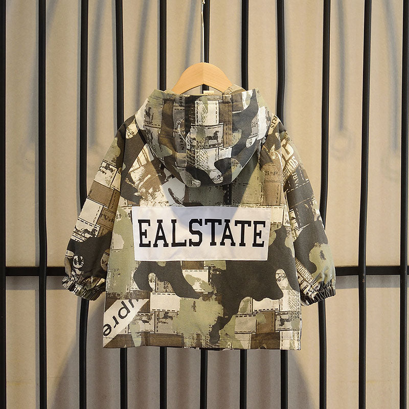Boys' Autumn Korean Casual Hooded Camouflage Jacket - cas7m
