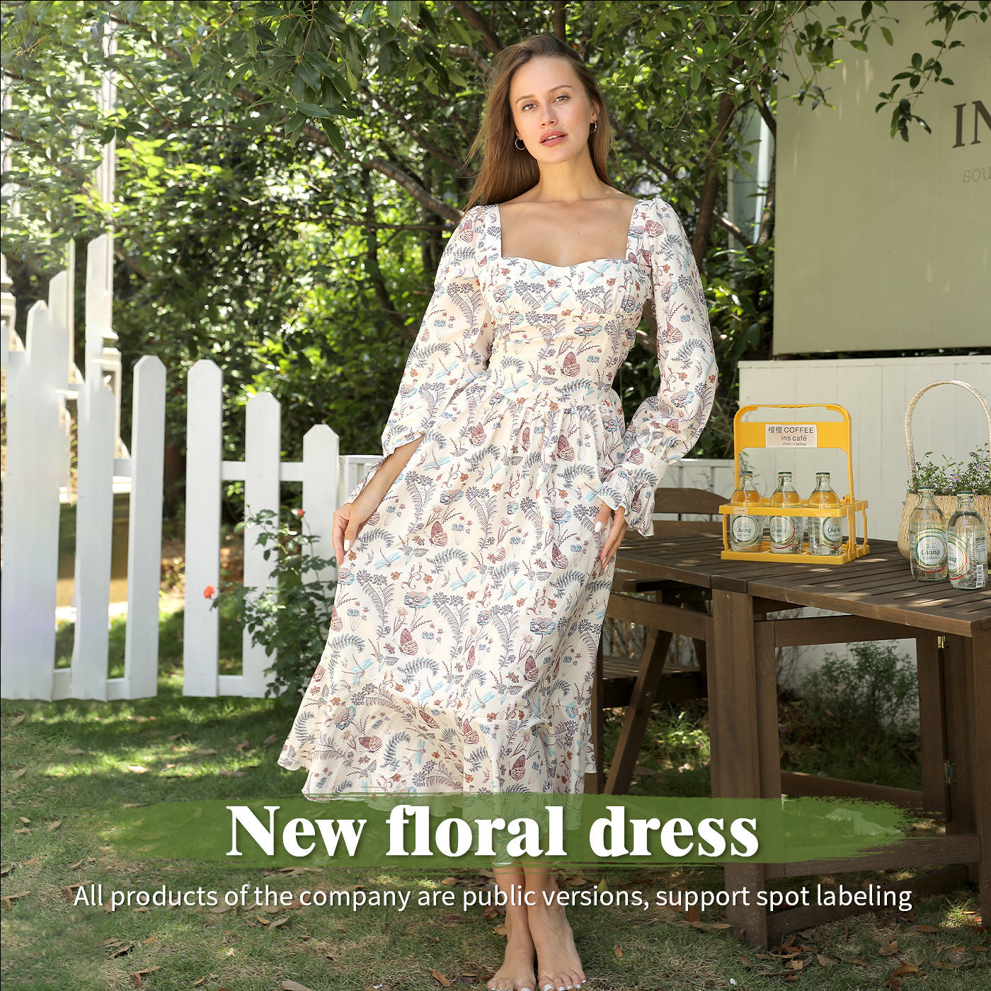 Chic Square Neck Printed Dress