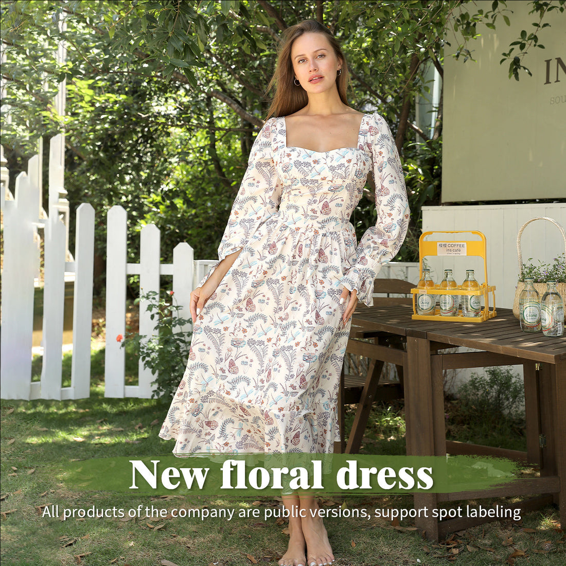 Chic Square Neck Printed Dress
