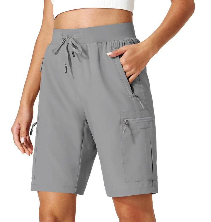 Ksmien Quick Dry Hiking Shorts for Women with Zipper Pockets