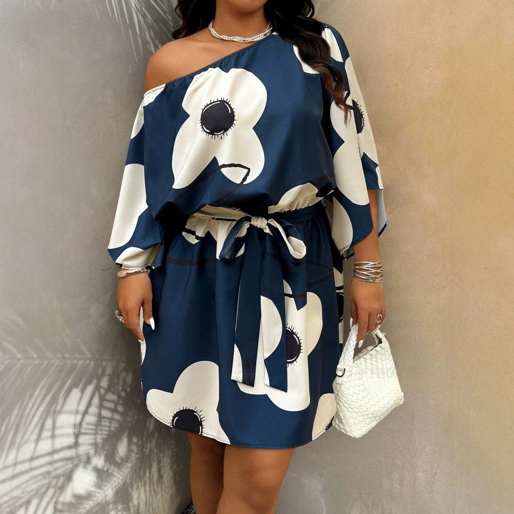 Resort-style Womens Plus-size Off-shoulder Dress - cas7m