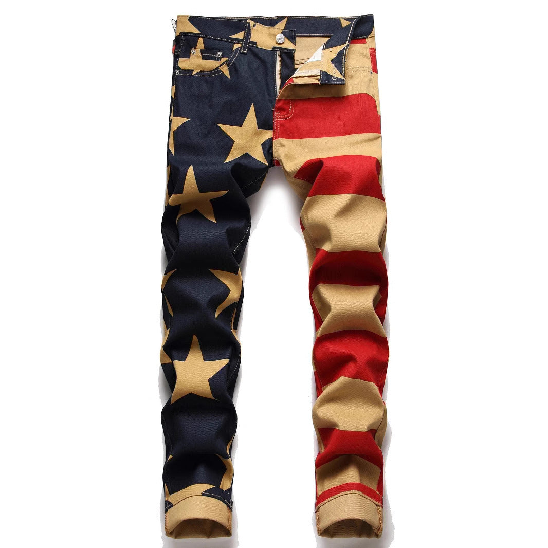 Stretch Washed UNF Raw Denim Fashion Straight Trousers Jeans Men's Pants - cas7m