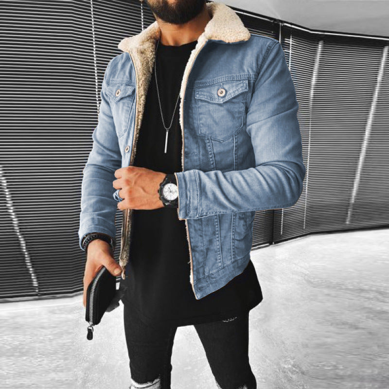 Lamb Wool Thickening Denim Jacket - cas7m
