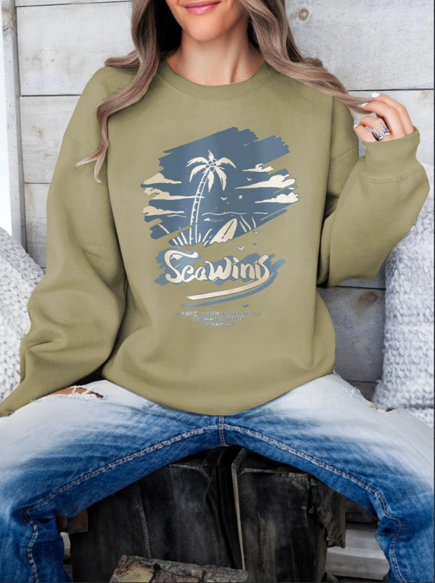 Women's Long Sleeved Printed Hoodie - cas7m