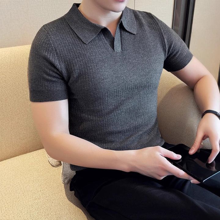 Fashion Summer Thin Knitted Polo Shirt For Men - cas7m