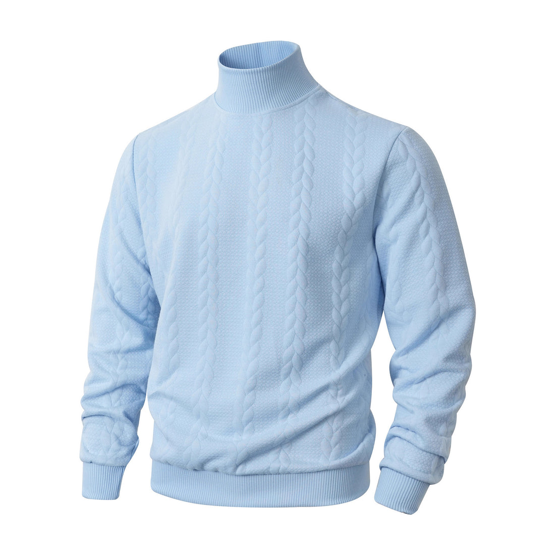Knitted Solid Color Men's Fashion Jacquard High Collar Warm Sweater - cas7m