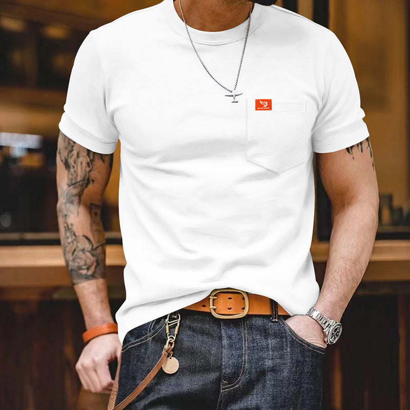 Plus Size Solid Color T-shirt Trendy Casual Short Sleeve Men - cas7m