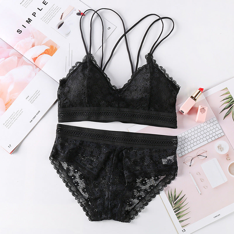 Elegant Cotton Lace Bralette with Rabbit Hair Blend - Women's Lingerie - cas7m