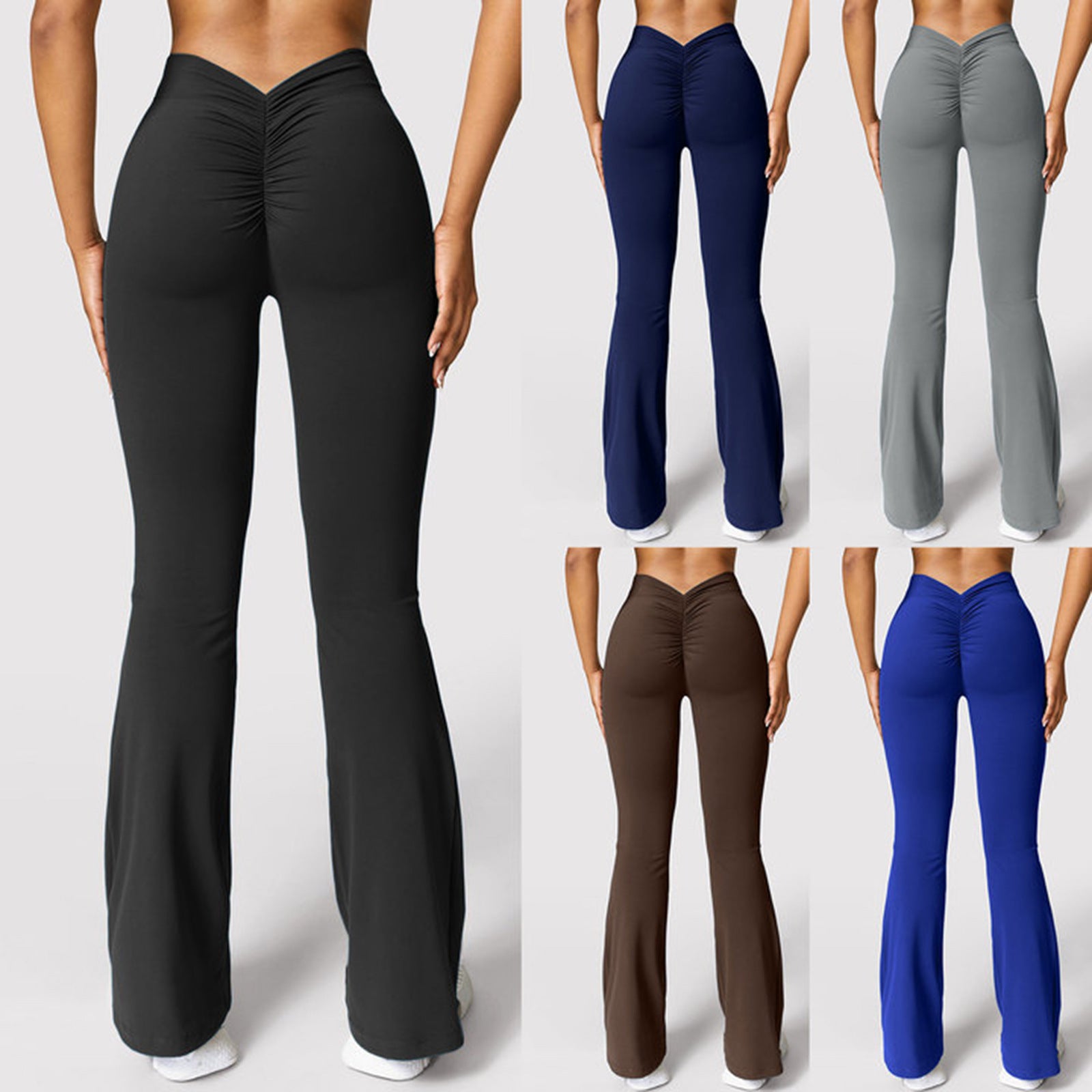 Nude Feel Seamless Slightly Flared Yoga Pants Sports Running Fitness Pants Female High Waist Hip Lift Yoga Pants - cas7m
