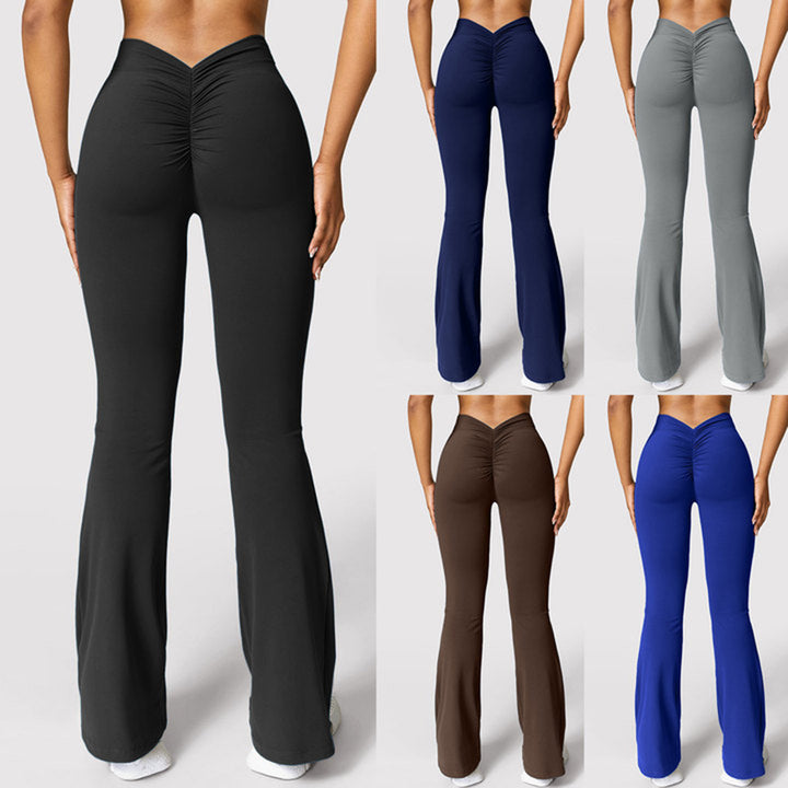 Nude Feel Seamless Slightly Flared Yoga Pants Sports Running Fitness Pants Female High Waist Hip Lift Yoga Pants - cas7m