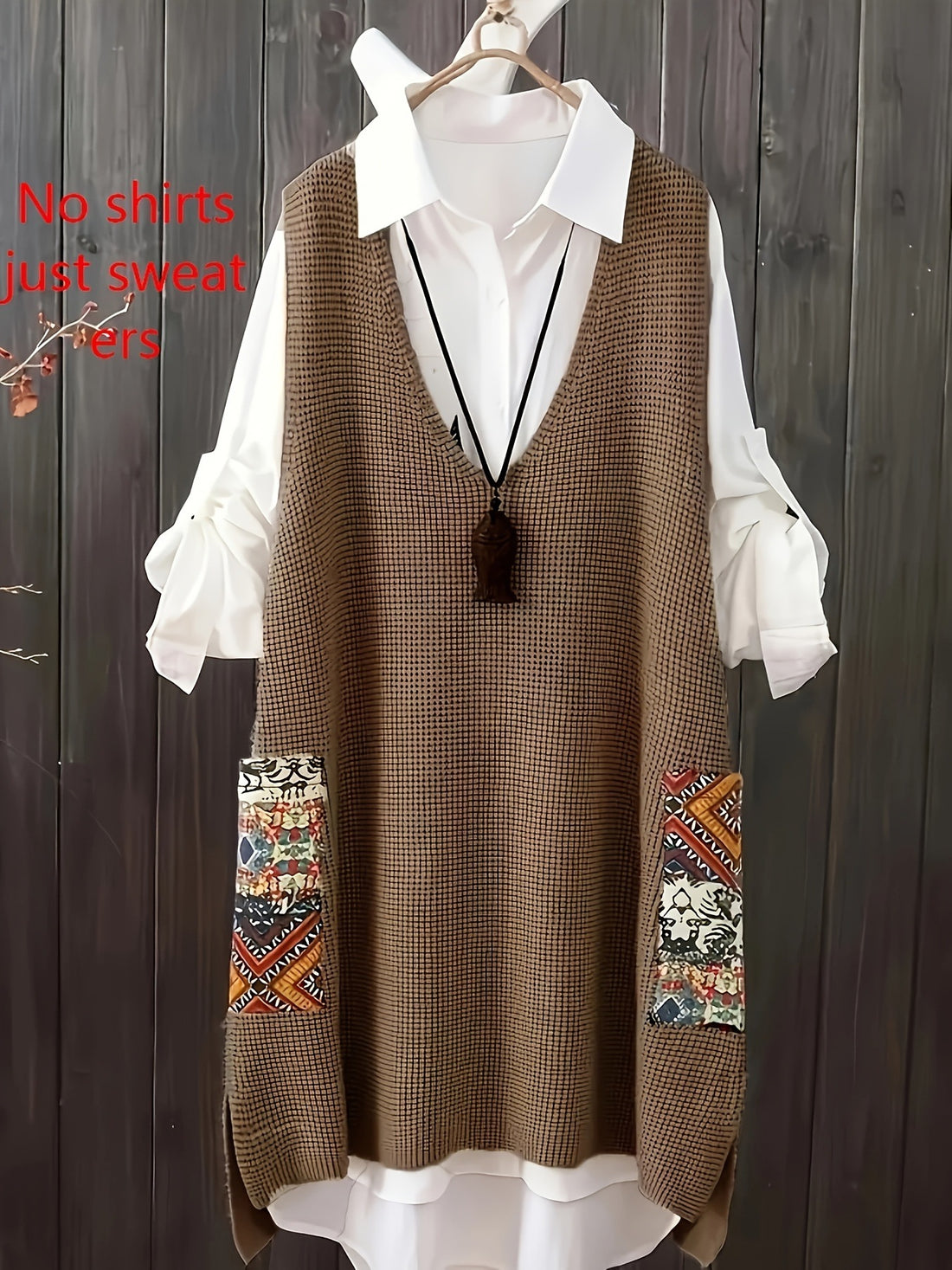 Women's Knitted Vest Loose V-neck - cas7m
