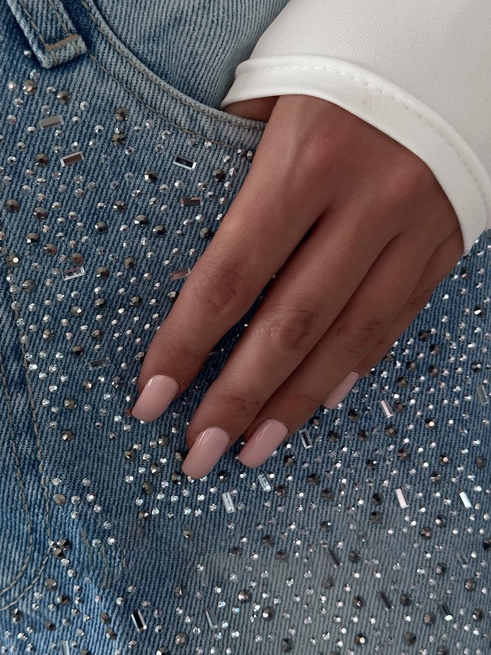 Irregular Rhinestone Jeans - cas7m