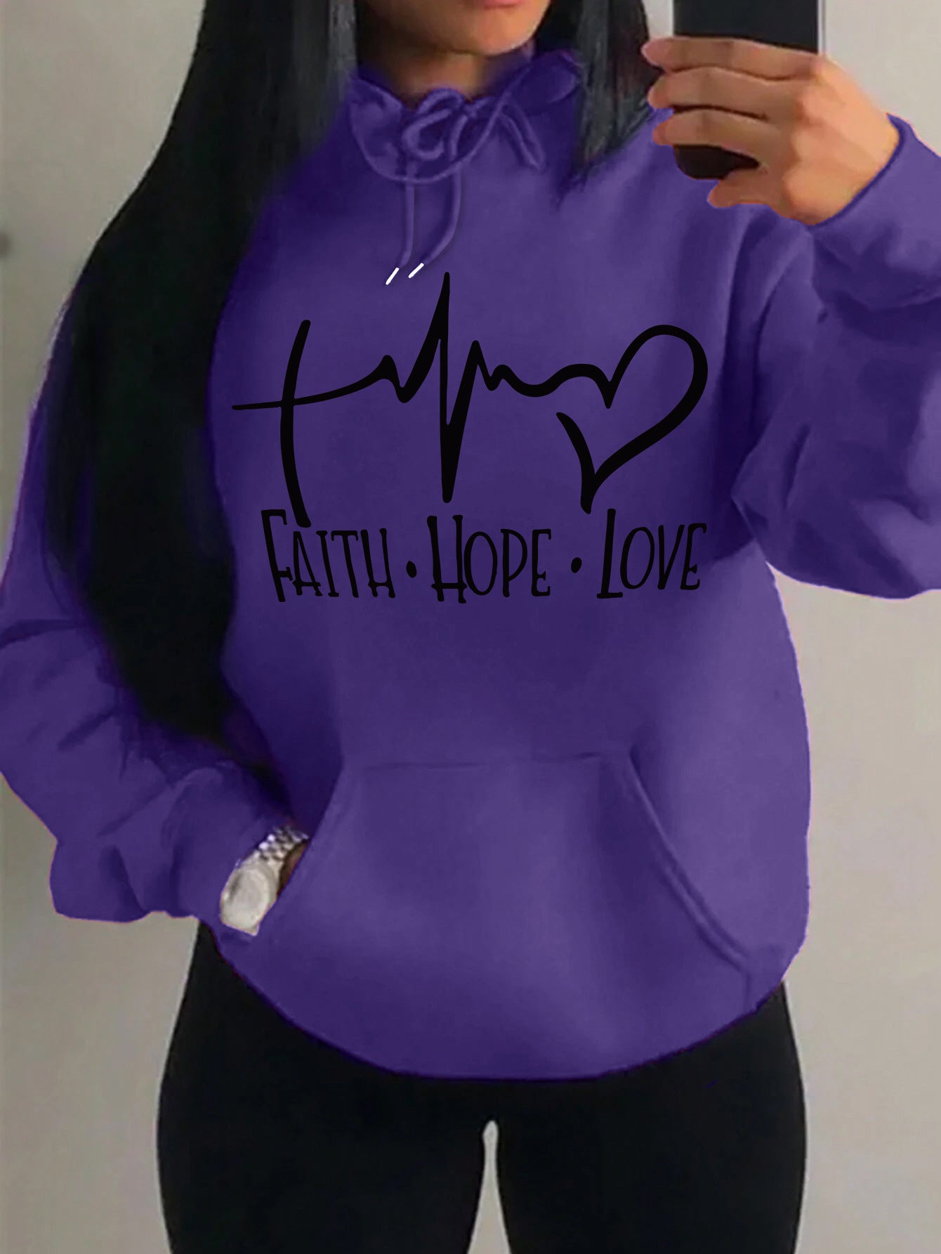 Faith Hope Love Letter Graphic Women Hoodie - cas7m
