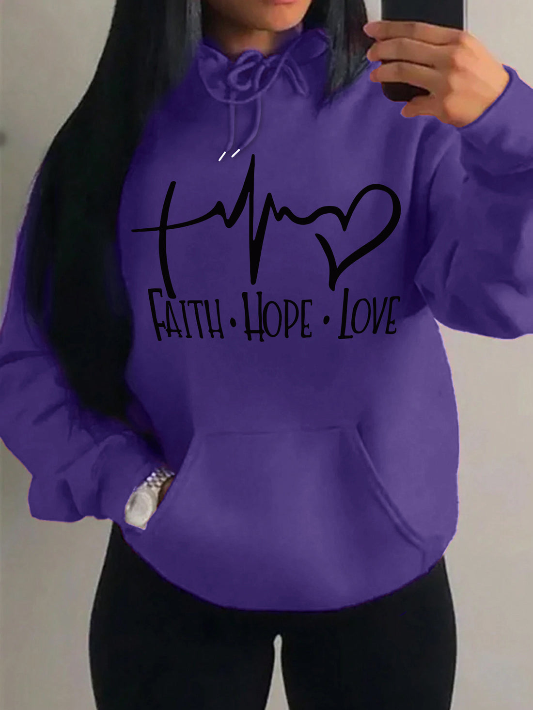 Faith Hope Love Letter Graphic Women Hoodie - cas7m