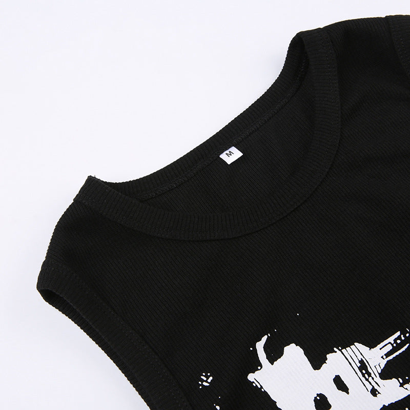 American Guitar Doodle Print Vest - cas7m