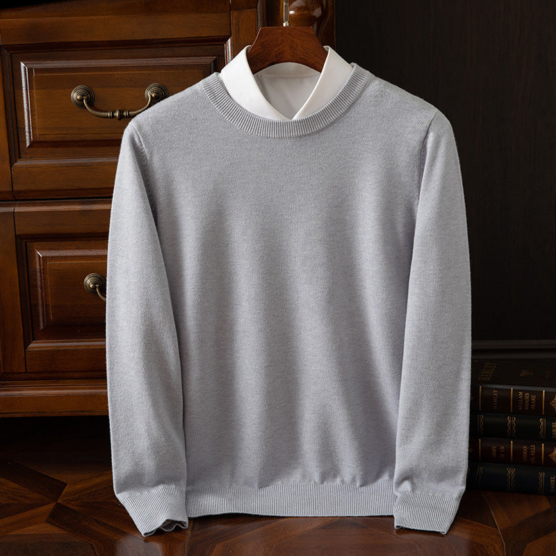 Round Neck Pullover Bottoming Shirt Casual Business Loose Long Sleeve Sweater - cas7m