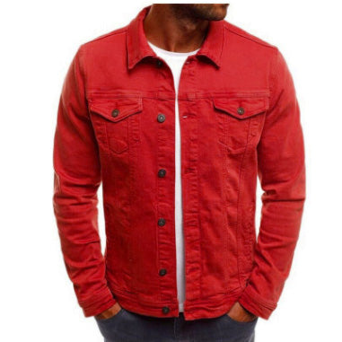 Solid color denim jacket shirt - cas7m