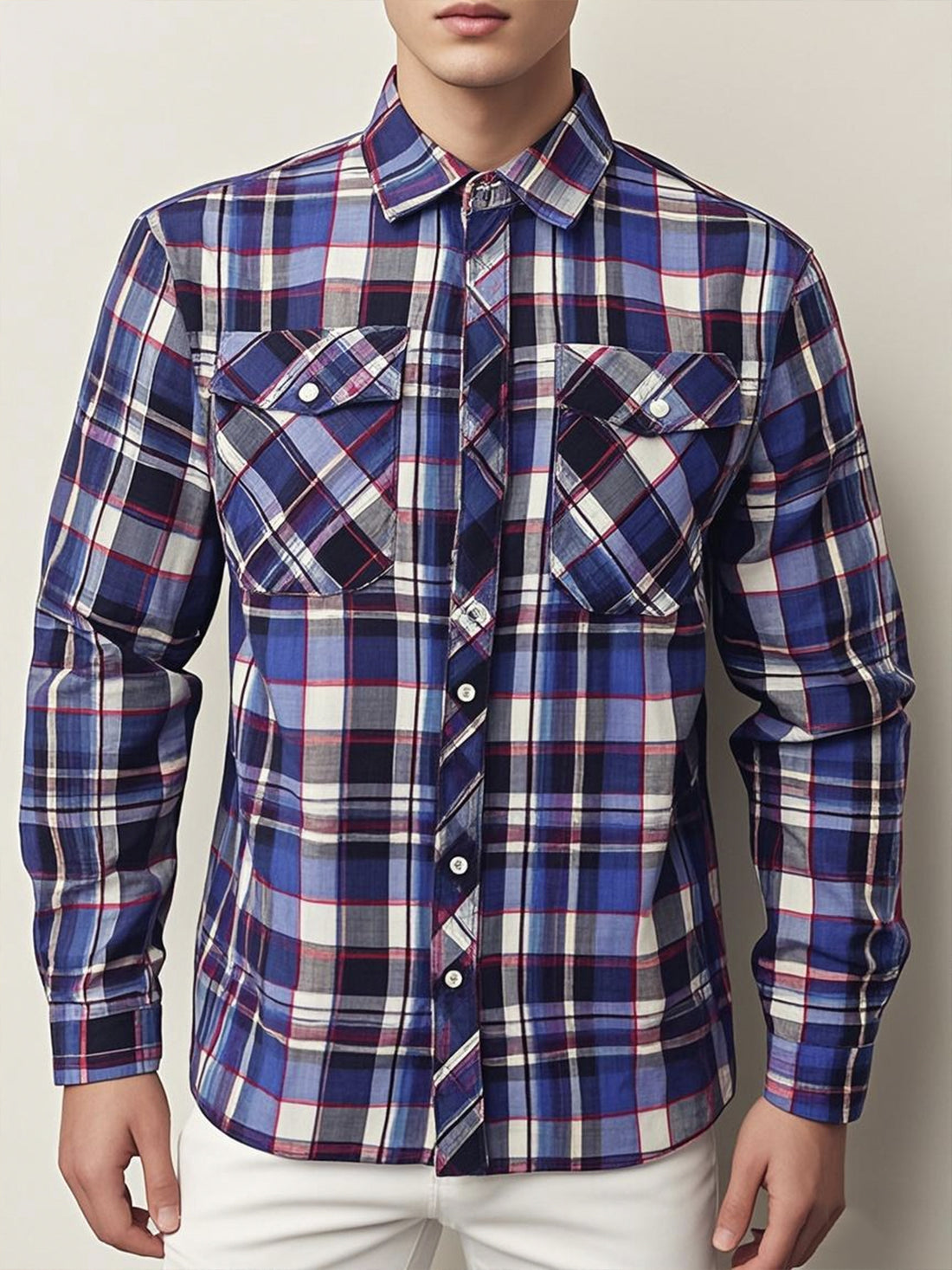 Mens Stylish Long-Sleeve Lapel Shirt - cas7m