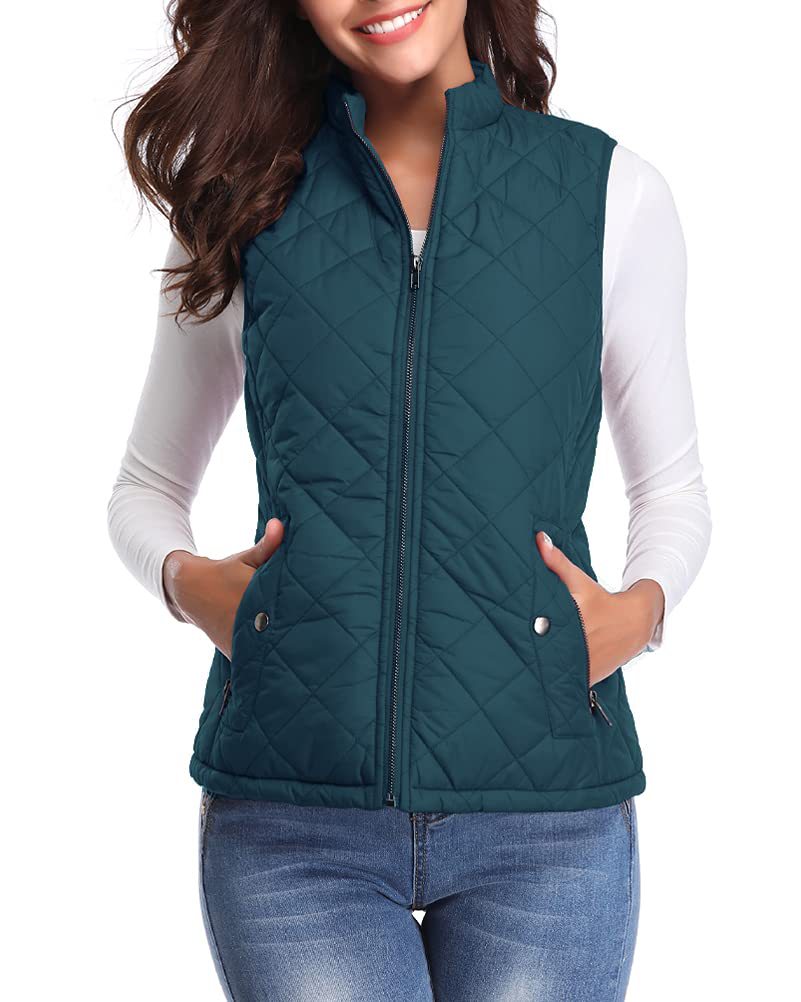 Women's Cotton Vest Stand Collar Zipper Pocket Warm - cas7m