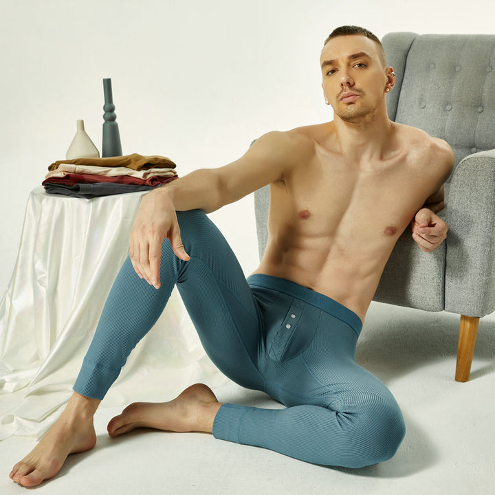 Men's Long Johns Elastic Breathable Cotton Thermal Pants - cas7m
