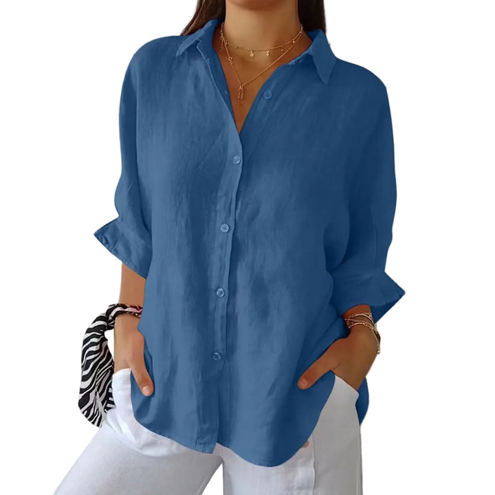 Lapel Long Sleeve Shirt Women's Single-breasted Pleated Shirt Tops Clothing - cas7m