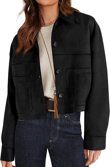 European And American Style Women Faux Suede Short Jacket Casual Lightweight Autumn Fashion - cas7m