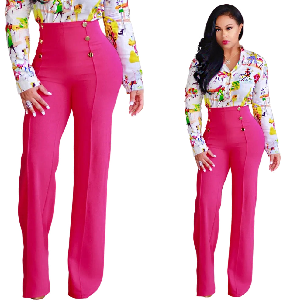 Double-breasted Micro-stretch Wide-leg Pants - cas7m
