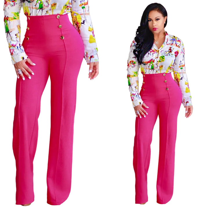 Double-breasted Micro-stretch Wide-leg Pants - cas7m