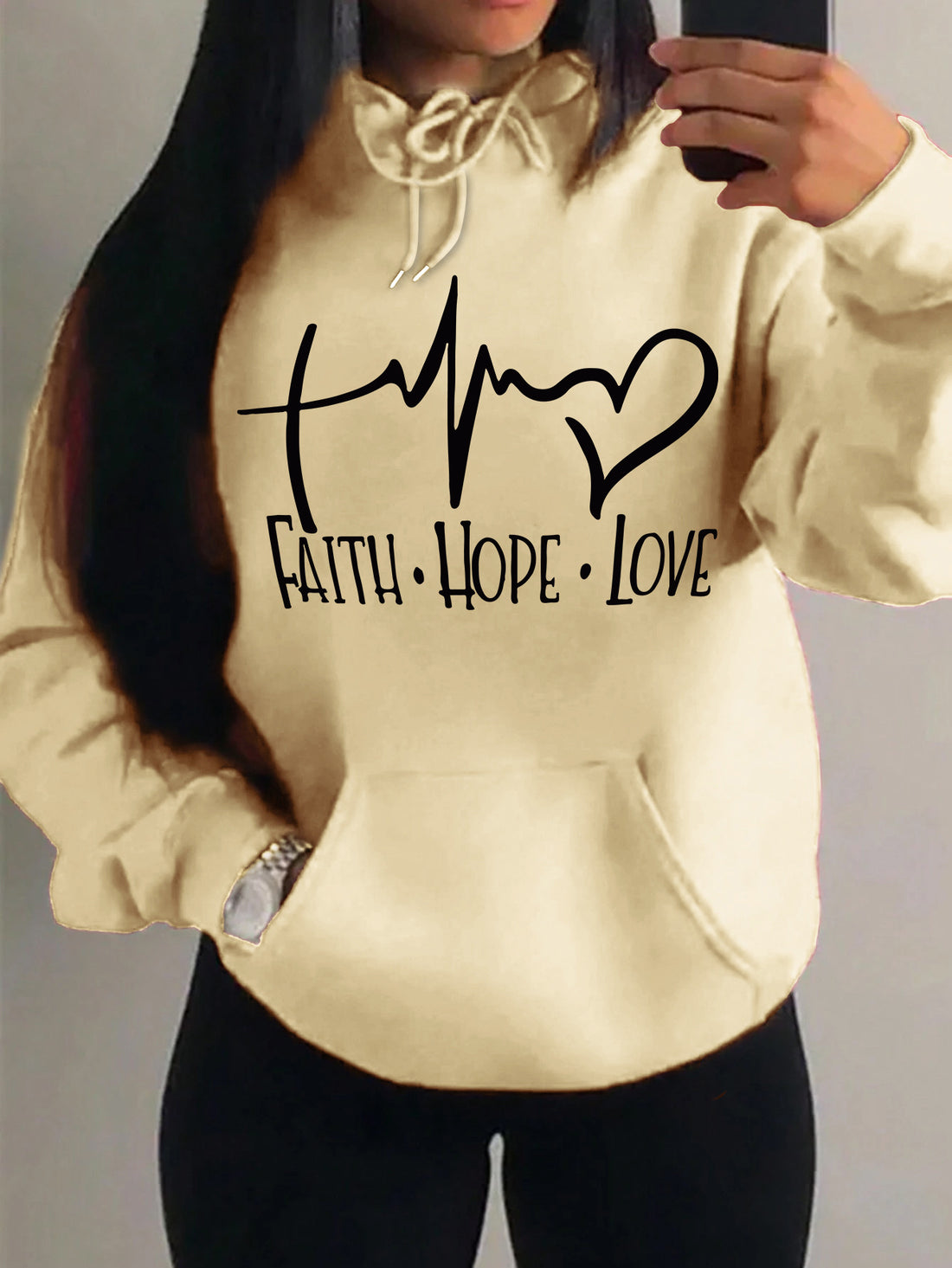 Faith Hope Love Letter Graphic Women Hoodie - cas7m