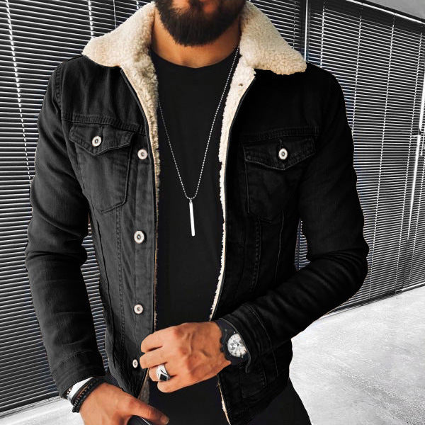 Lamb Wool Thickening Denim Jacket - cas7m
