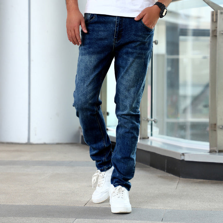 Slim Fit Stretch Men's Youth Blue Casual Pants - cas7m