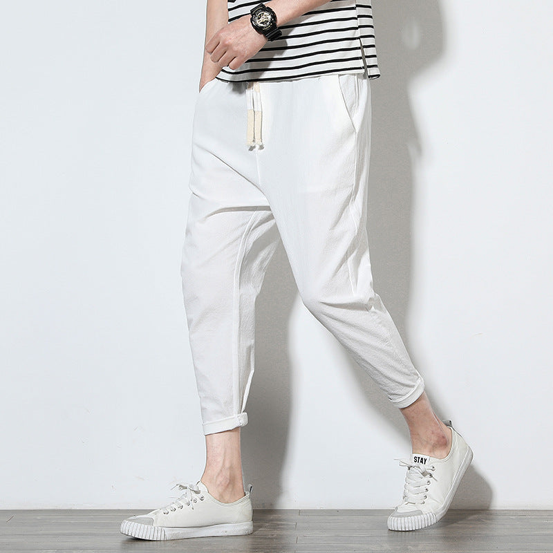 Summer men's pants pants linen Korean trend loose casual pants feet cotton Mahal pants men's pants - cas7m