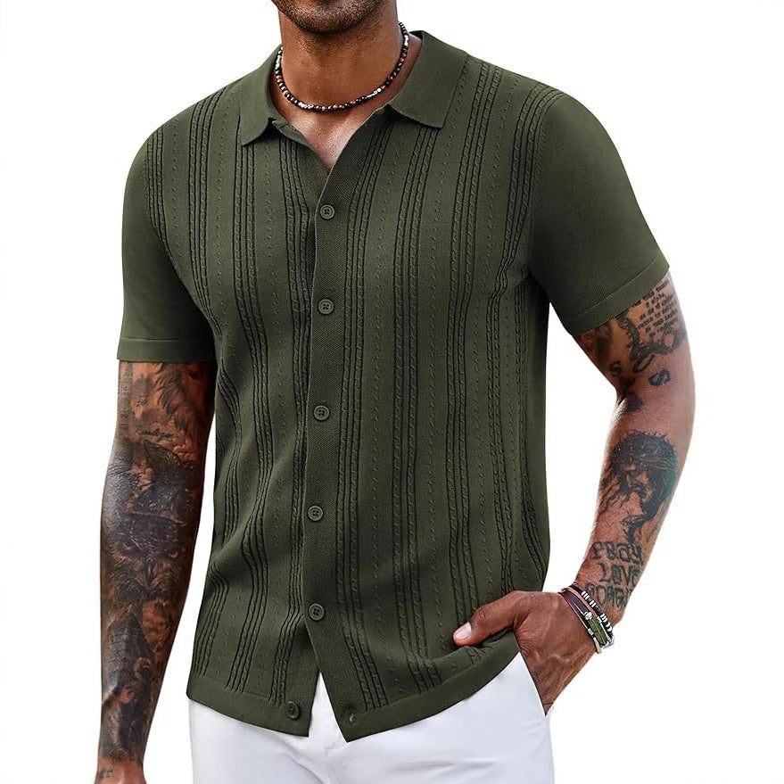 Fashionable Striped Hollow-Out Knitted Sweater For Men - cas7m