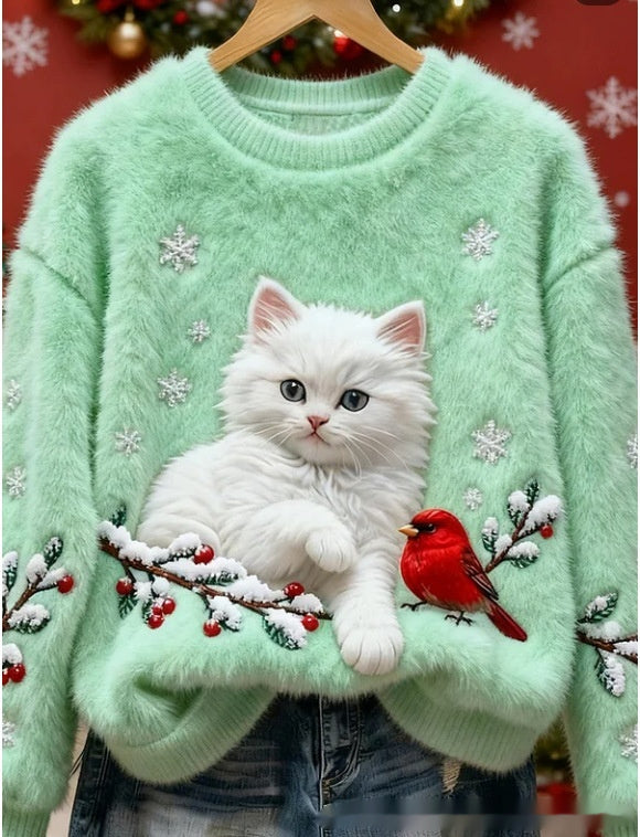 3D Digital Printed Flannel Sweatshirt Women - cas7m