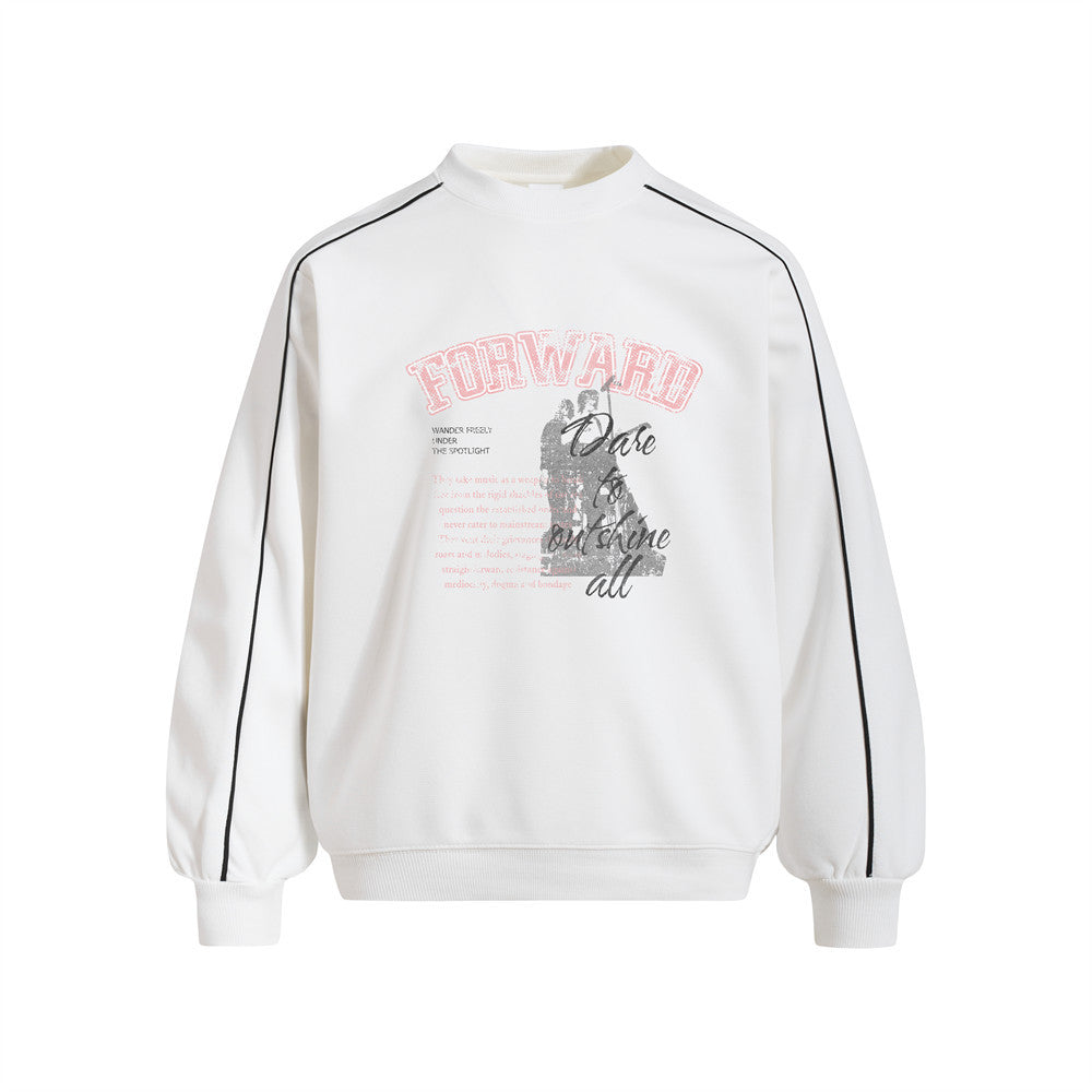 Men's Street Casual Letter  Silhouette Print Long Sleeve Crew Neck Pullover Sweatshirt